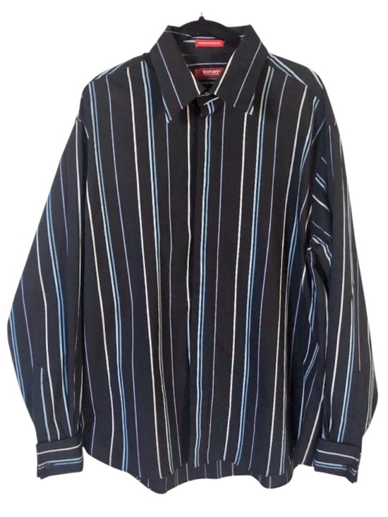 Report Collection Other - NWOT Report Collection Black with Blue Stripes Button Down Shirt L